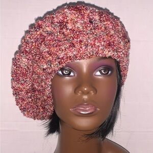 Pink multi color handmade hat cozy soft